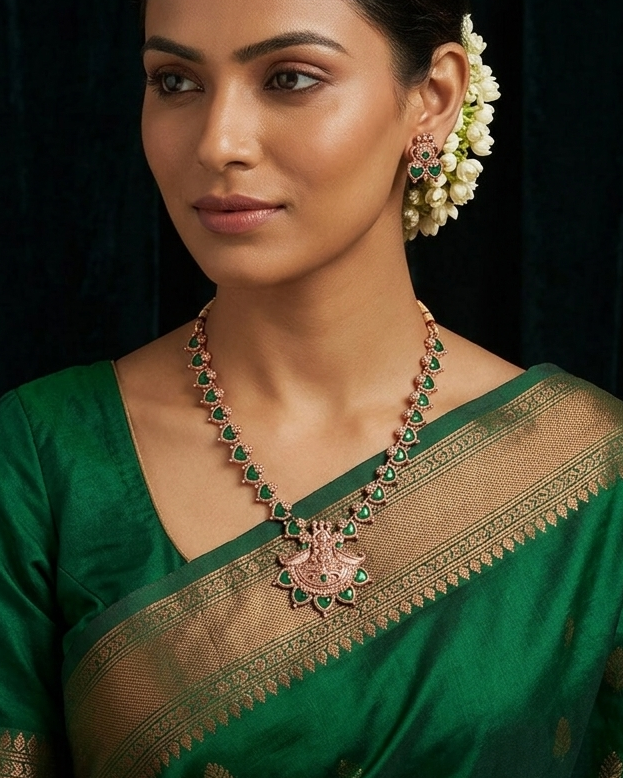 Kerala Palakka Antique Gold Necklace Set with Goddess Lakshmi Pendant Innovate Art Impex