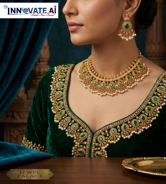 The Heritage Palakka Green Stone Choker Set