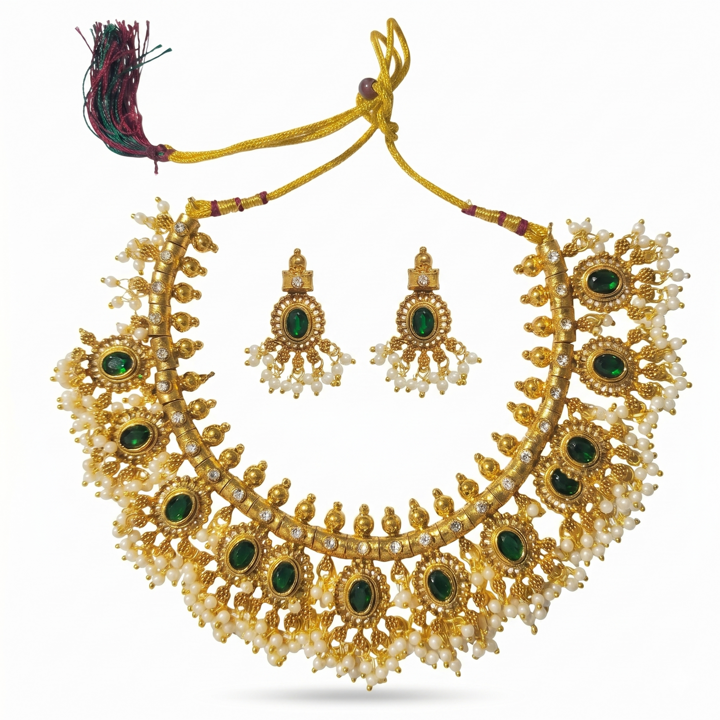 The Heritage Palakka Green Stone Choker Set