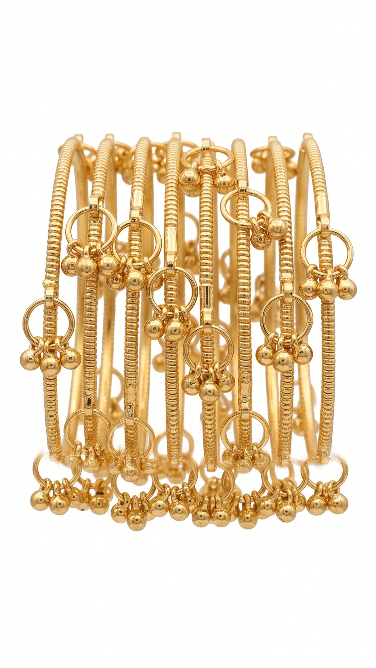 INNOVATE ART IMPEX Kashmiri Ghungroo Bangle Set | Premium Gold Plated Traditional Chudiyan (Set of 8) Innovate Art Impex