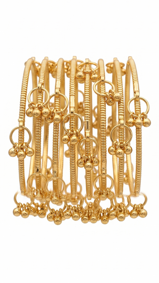 INNOVATE ART IMPEX Kashmiri Ghungroo Bangle Set | Premium Gold Plated Traditional Chudiyan (Set of 8) Innovate Art Impex