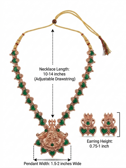 Kerala Palakka Antique Gold Necklace Set with Goddess Lakshmi Pendant Innovate Art Impex