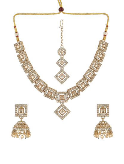 Close-up view of premium artificial Royal Antique Gold Chandbali Jhumka Earrings for Women | Premium Traditional Ethnic Jewellery | Wedding, Festive & Party Wear by Innovate Art Impex.