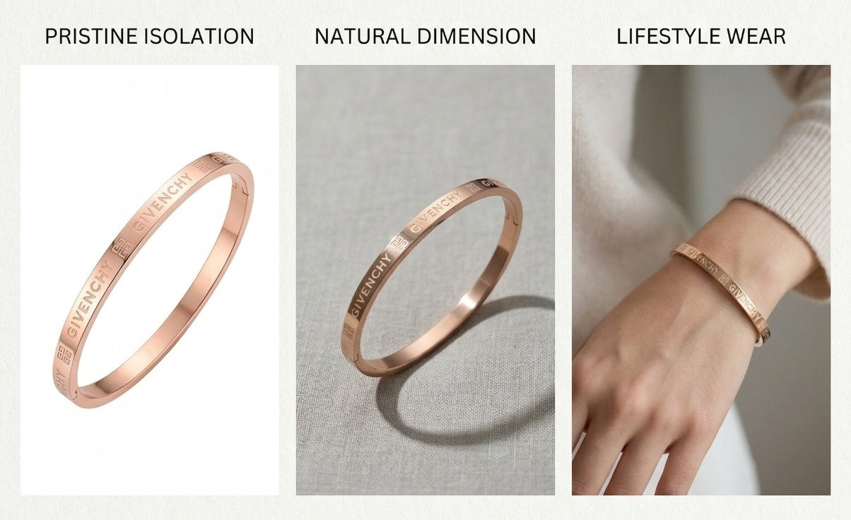 Close-up view of premium artificial INNOVATE ART IMPEX Premium Rose Gold Engraved Hinged Bangle Bracelet for Women by Innovate Art Impex.
