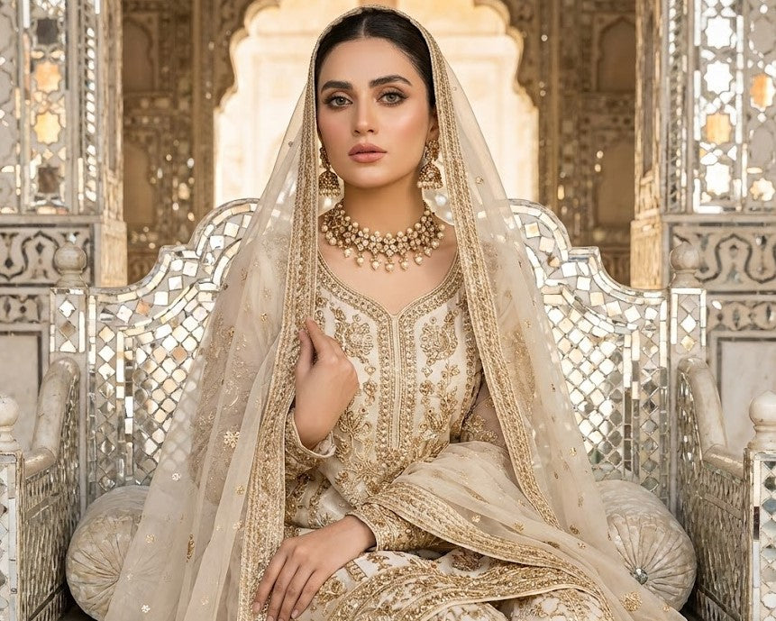 Antique Gold Kundan Choker Set with Pearl Drops & Matching Jhumka Earrings